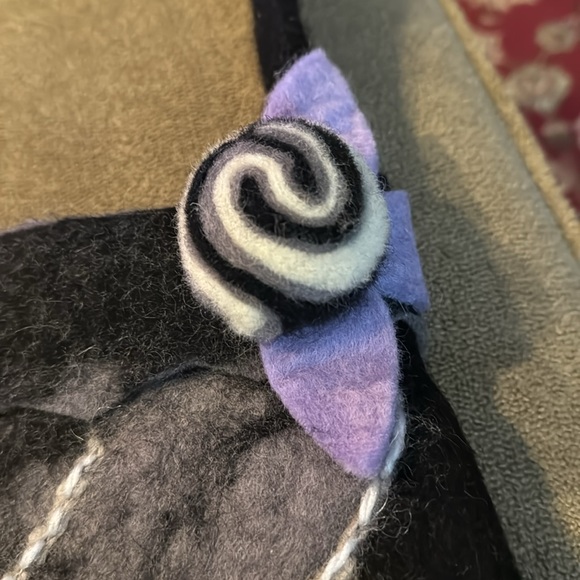 Rising Tide Felt Floral Design Black Grey Purple Purse Shoulder Bag (TD) - Picture 4 of 6